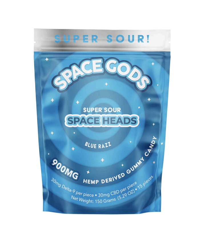 Space Gods Gummies 900mg Delta-9 & CBD 15ct / Super Sour Blue Razz